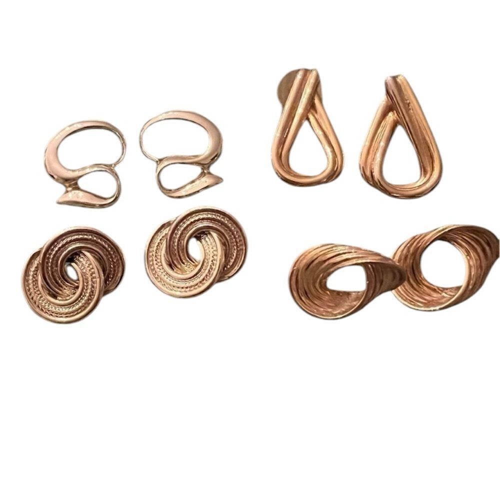 4 pair of  gold colored earrings Swirly & sophisticated EVC